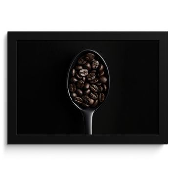 Poster met lijst - Koffiebonen - Lepel - Zwart
