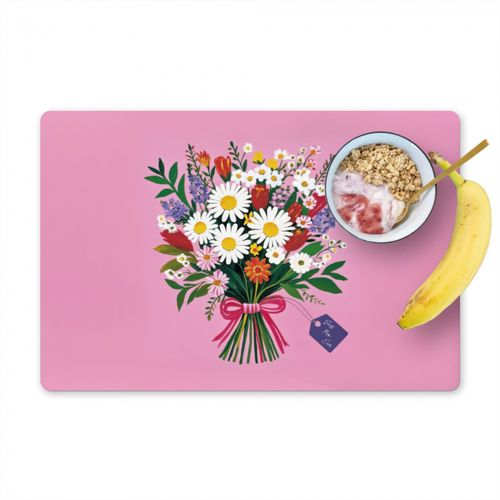 Placemat vinyl - Bloemen - Quote - Kaartje - Kleurrijk