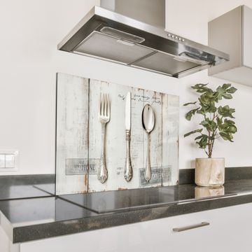 Spatscherm Aluminium - Zilver - Bestek - Hout