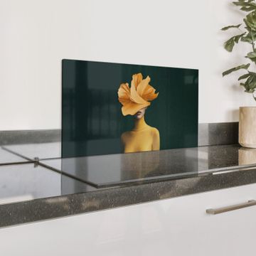Spatscherm Aluminium - Vrouw - Hoed - Geel
