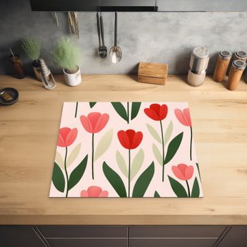 Inductie beschermer - Tulpen - Modern - Roze
