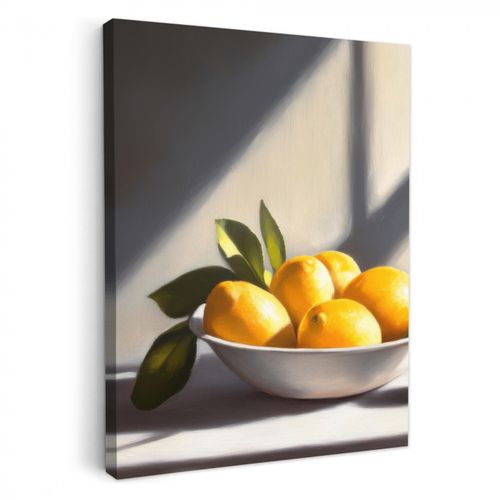 Canvas schilderij - Citroenen - Stilleven - Geel