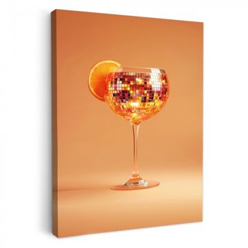 Canvas schilderij - Drank - Oranje - Glitter - Disco