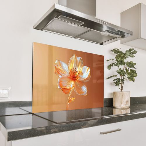 Spatscherm Aluminium - Glazen - Bloem - Oranje