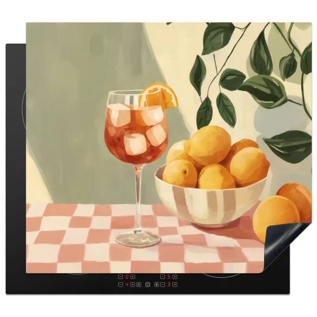 Inductie beschermer - Citroenen - Glas - Tafelkleed - Geblokt