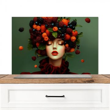 Spatscherm Aluminium - Vrouw - Aardbeien - Frambozen - Bramen - Bessen