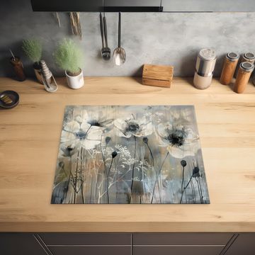 Inductie beschermer - Bloemen - Planten - Grijs - Abstract