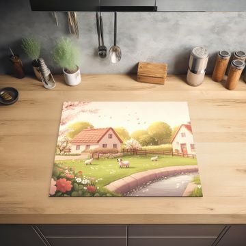 Inductie beschermer - Schapen - Huisje - Platteland