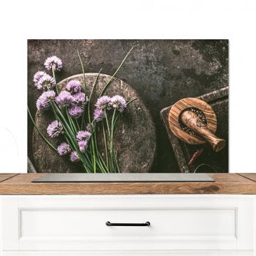 Spatscherm Aluminium - Stilleven met Bieslook