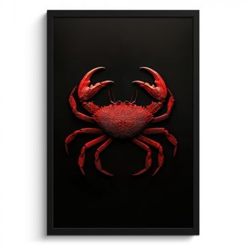Poster met lijst - Krab - Rood - Vissen - Schaaldieren