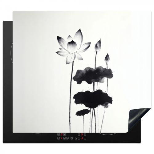 Inductie beschermer - Bladeren - Zwart - Lotusbloem - Minimalitisch