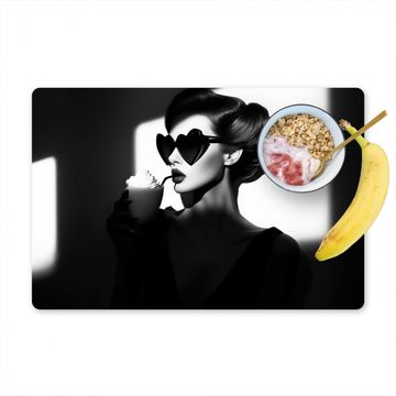 Placemat vinyl - Vrouw - Zwart - Hart