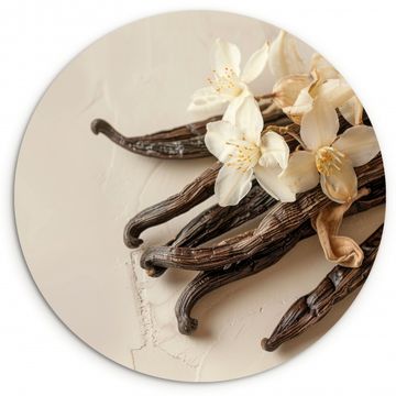 Muurcirkel - Vanille - Bloemen - Beige