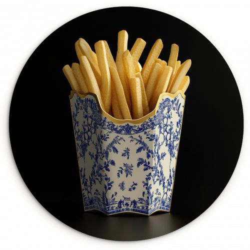 Muurcirkel - Friet - Porselein - Delfts blauw - Eten