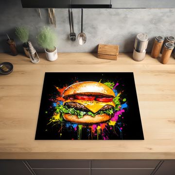 Inductie beschermer - Hamburger - Graffiti - Verf - Kleurrijk - Eten - Abstract