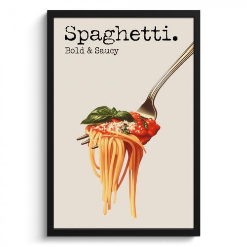 Poster met lijst - Spaghetti - tomatensaus - Parmezaanse kaas