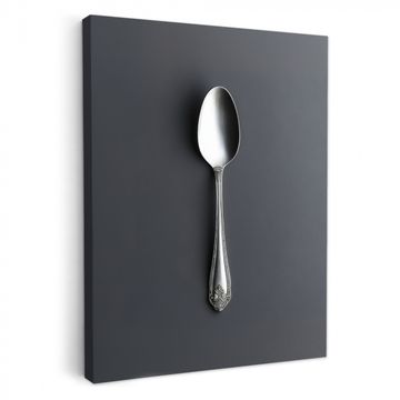Canvas schilderij - Zilver - Metaal - Lepel