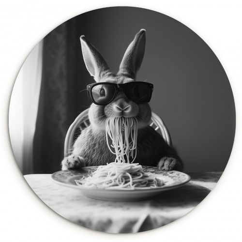 Muurcirkel - Konijn - Bunny - Zonnebril - Tafelkleed - Pasta - Schattig