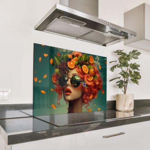 Spatscherm Aluminium - Vrouw - Sinaasappel - Bessen - Oranje