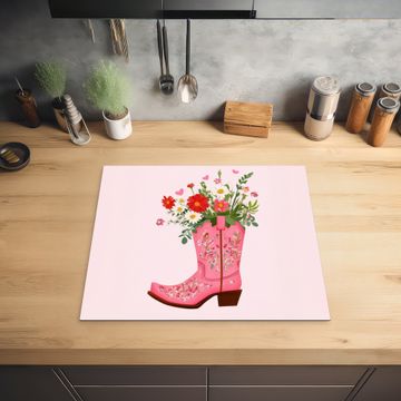 Inductie beschermer - Cowboylaarzen - Roze - Boeket - Bloemen