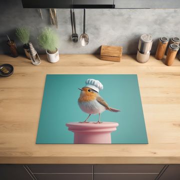 Inductie beschermer - Roodborstje - Vogel - Koksmuts - Sokkel