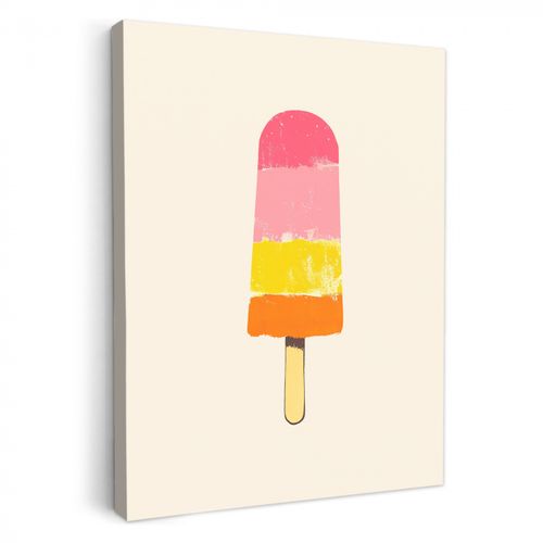 Canvas schilderij - Waterijsje - Retro - Stokje - Roze