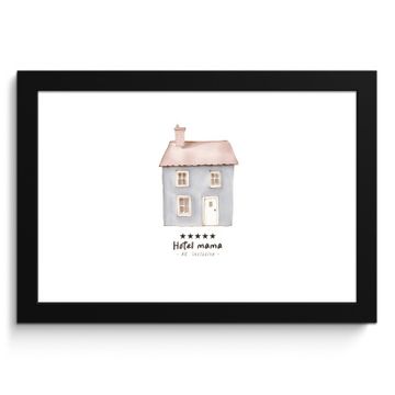 Poster met lijst - Lichtblauw - Huisje - Mama - Tekst