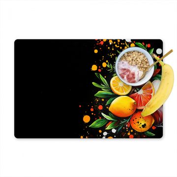 Placemat vinyl - Citroenen - Zwart - Kruiden - Graffiti - Verf
