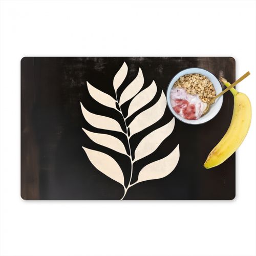 Placemat vinyl - Blad - Wit - Minimalistisch