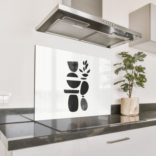 Spatscherm Aluminium - Japandi - Zwart - Abstract