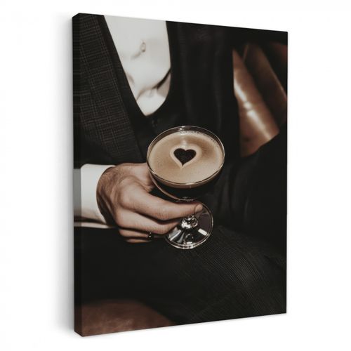 Canvas schilderij - Hartje - Cocktail - Espresso Martini - Hand