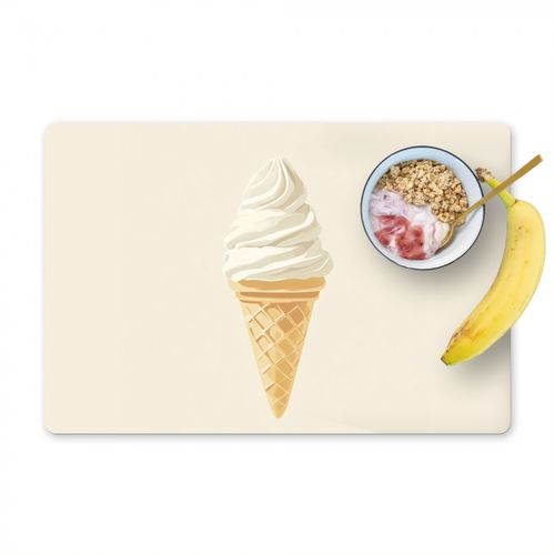 Placemat vinyl - Softijs - Hoorntje - Wit