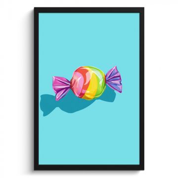 Poster met lijst - Blauw - Snoep - Regenboog