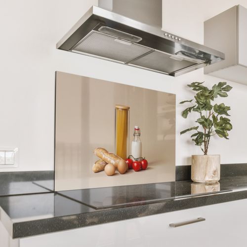 Spatscherm Aluminium - Spaghetti - Melk - Tomaten - Eieren - Brood