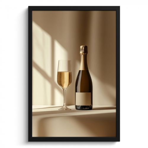 Poster met lijst - Champagne - Beige - Schaduw - Bubbels