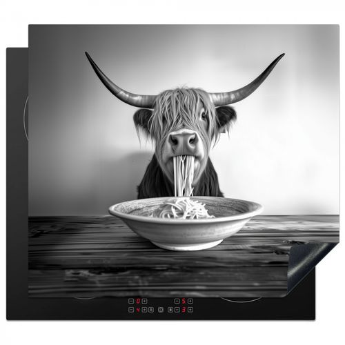 Inductie beschermer - Schotse Hooglander - Spaghetti - Dieren - Zwart wit