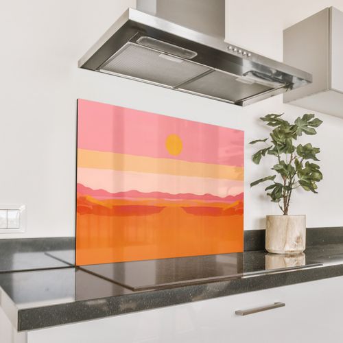 Spatscherm Aluminium - Zon - Abstract - Landschap - Oranje