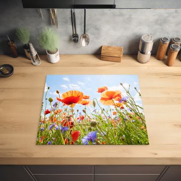 Inductie beschermer - Zomerdans van Klaprozen en Korenbloemen