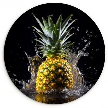 Muurcirkel - Ananas - Fruit - Water - Planten - Zwart