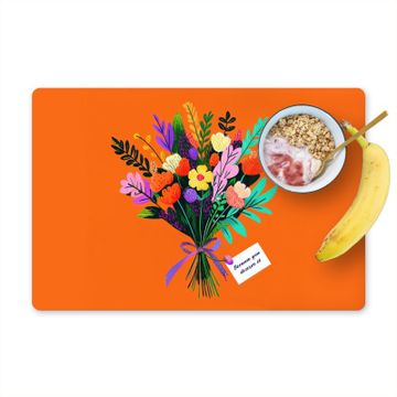 Placemat vinyl - Kaartje - Boeket - Bloemen