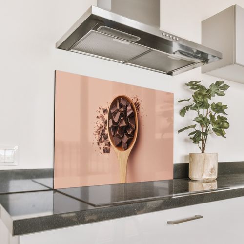 Spatscherm Aluminium - Chocola - Hout - Lepel