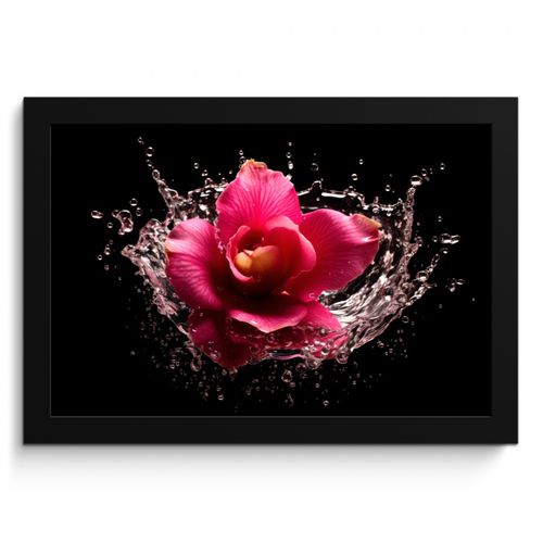 Poster met lijst - Bloemen - Roze - Water - Zwart - Botanisch - Natuur