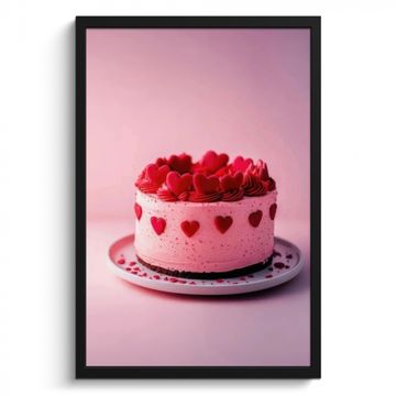 Poster met lijst - Taart - Hart - Roze