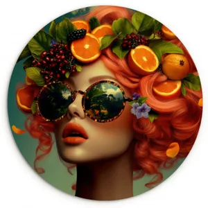 Muurcirkel - Vrouw - Sinaasappel - Bessen - Oranje