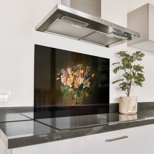 Spatscherm Aluminium - Glazen - Bloemen - Boeket - Kleuren