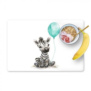 Placemat vinyl - Zebra - Baby dier - Blauwe ballon