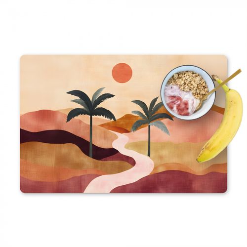 Placemat vinyl - Heuvels - Palmbomen - Abstract