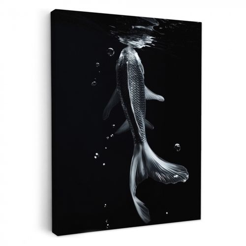 Canvas schilderij - Koi - Vissen - Water - Zwart