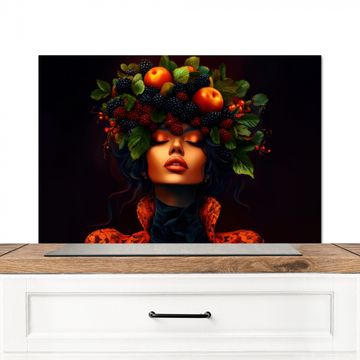 Spatscherm Aluminium - Vrouw - Zwart - Bessen - Bramen - Appels