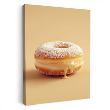Canvas schilderij - Donut - Romig - Poedersuiker - Beige